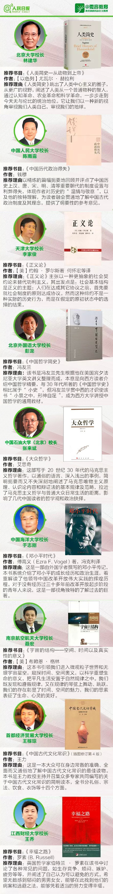 世界读书日来了!读读9位知名大学校长推荐书单