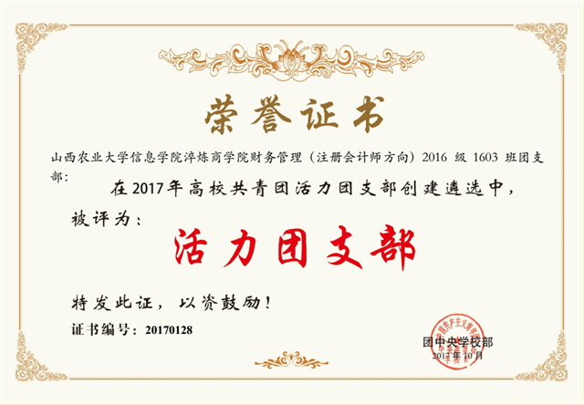 我院基层团支部荣获全国高校“活力团支部”荣誉称号